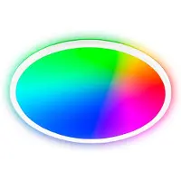 Briloner SLIM Panneau LED, dimmable, télécommande, CCT, RGBIC, blanc, Ø42 x 3 cm