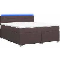 Syfax Lit avec sommier tapissier, matelas et éclairage LED, couleur marron foncé, dimensions 140 x 200 cm