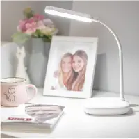 Emos Lampe de table LED MOLLY 12W, luminosité 650lm, dimmable, nast. couleur claire, bras de lampe flexible, 1.5m de câble + adaptateur, blanc, Z7638W