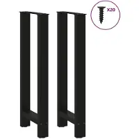 vidaXL Pieds de table de bar noir 2 pcs. 40x(100-101) cm acier