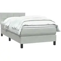 vidaXL Lit boxspring avec matelas gris clair 80x220 cm velours