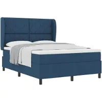 vidaXL Lit boxspring avec matelas avec tête de lit bleu 140 x 200 cm Tissu