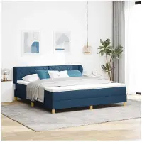 vidaXL Lit boxspring avec matelas Crème 90x200 cm Tissu bleu