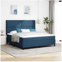 vidaXL Lit boxspring avec matelas avec tête de lit bleu 180 x 200 cm Tissu