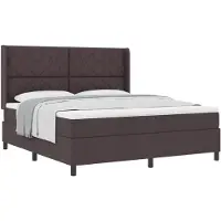 vidaXL Lit boxspring avec matelas brun foncé 180 x 200 cm Tissu