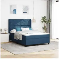 vidaXL Lit boxspring avec matelas avec tête de lit bleu 140 x 200 cm Tissu
