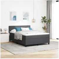 vidaXL Lit boxspring gris foncé et blanc 140 x 200 cm tissu velours côtelé