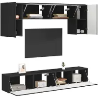 vidaXL : Ensemble de 4 meubles TV, couleur noire, en panneaux de particules
