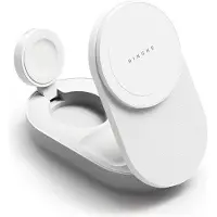 Ringke Chargeur pliable sans fil 3-en-1 Magsafe magnétique 25 W, compatible Qi 2.2, blanc