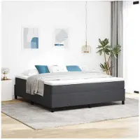 vidaXL Lit boxspring gris foncé et blanc 180 x 200 cm en velours côtelé