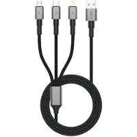 TechProtection UltraBoost DNA 3in1 USB-C / Micro-USB / Lightning Kabel 120 cm - grau (1.20 m, 15 W)