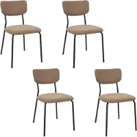 Home Deco Factory Lot de 4 Chaises - - Jules - Côtelées - Confortables - Taupe