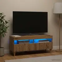 Prolenta Maison Exclusive - Meuble TV LED ALKMAAR, 100 x 35 x 43 cm, en chêne massif