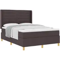 vidaXL Lit boxspring avec matelas Marron foncé 140 x 190 cm Tissu