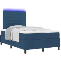 vidaXL Lit boxspring avec matelas et éclairage LED bleu 120 x 190 cm Tissu