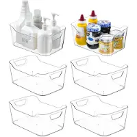 Merkloos Ensemble de 6 boîtes de rangement transparentes avec poignées