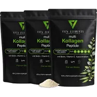 IK-Handelsgruppe Vita Elements Poudre de Multicollagène Lot de 3 454g Articulations Acide Hyaluronique Complément Alimentaire