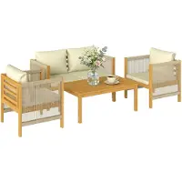 StarTech.com Ensemble de mobilier de jardin - Ensemble de salon de jardin - 4 places - Bois - 4 pièces - Style moderne - Beige