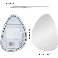 StarTech.com Miroir de salle de bain LED - Miroir de maquillage mural - 3 couleurs de lumière - Capteur tactile - Anti-buée - Éclairage intégré - Forme irrégulière en galet - 50 x 70 cm