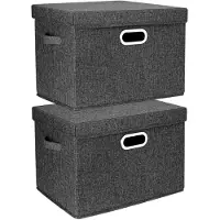 Merkloos Grandes boîtes de rangement avec couvercle et système pliable, lot de 2