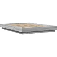 vidaXL Cadre de lit avec LED Gris Sonoma 140x190 cm Bois composite
