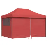 vidaXL Tente de réception pliable Pop-Up avec 4 panneaux latéraux rouge bourgogne