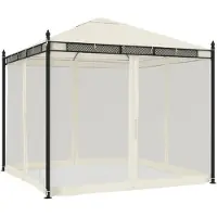 vidaXL Pavillon avec murs en filet Crème 2,93x2,93 m Acier