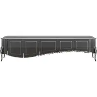 Casa Padrino Luxe Armoire TV Baroque Noir / Argent 217 x 54 x H. 58 cm - Armoire TV avec 5 portes - Meubles de salon baroques nobles