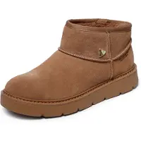 SKECHERS Slip-Ins Keep Street - Cozy Mini Enkellaarsjes Plat - cognac - Maat 38