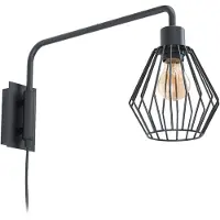 Eglo Applique Tabillano 1 noir max. 40W E27 sans ampoule avec interrupteur