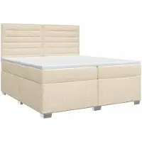 vidaXL Lit boxspring avec matelas Crème 200 x 200 cm Tissu