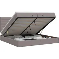 vidaXL Coffre de lit avec matelas et repose-tête, couleur taupe, 200 x 200 cm, tissu