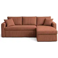 Best Mobilier Cyrus - canapé d'angle réversible 4 places - convertible avec coffre - en velours côtelé , Terracotta