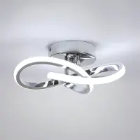 Toolight Lampadaire LED Toolight pour plafond, 22W, 2475 lumens, 6500K, argenté, 25 cm, forme de fleur, idéal pour le salon – finition platine