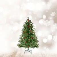 HomeShopXL Arbre artificiel - 150 cm - en PE/PVC - avec des baies rouges