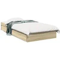vidaXL Cadre de lit avec tiroirs Chêne Sonoma 90x190 cm Bois composite