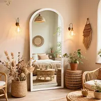 StarTech.com Miroir mural - Miroir à cadre - Cadre en bois - 160 x 50 cm - Avec pied de support - Blanc