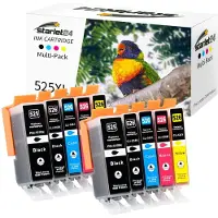 Starlet24 Cartouches compatibles pour imprimantes Canon PGI-525 CLI-526 : 2 cartouches noir pigmenté, 2 cartouches noire, 2 cartouches cyan, 2 cartouches magenta, 2 cartouches jaune