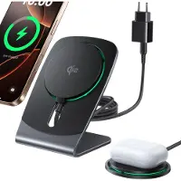Iniu Station de charge inductive pour iPhone, 15W, e Qi2, avec câble magnétique