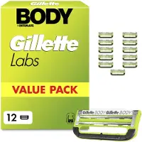 Gillette Lames de rasoir Labs pour le corps et les zones intimes, 12 lames de rechange
