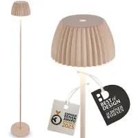 Briloner CHAMP LED Lampadaire sans fil IP44, variateur, tactile, batterie, German Design Award Winner 2025, Beige, Ø19 x 124 cm