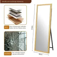 StarTech.com Miroir de plein corps - Miroir autoportant - 160 x 50 cm - Bois massif - Miroir HD sans distorsion - Support réglable - Autoportant