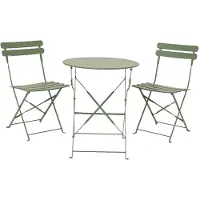 Outdoor Living by Decoris Ensemble Table & Chaises Pliantes Pliable, Acier, Vert Helsingborg -