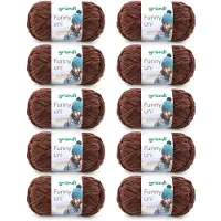 Gründl Wolle, fil chenille "Funny uni", 10 pelotes, 100 g, couleur marron