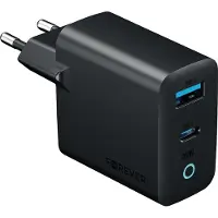 Forever Chargeur Vibe-TC45AC GaN PD QC, couleur gris foncé, avec 1 port USB-C et 1 port USB, 45W