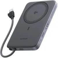 UGREEN Batterie externe 75982B PB570 10 000 mAh 30 W à connexion magnétique (grise) (10000 mAh, 30 W, 39.20 Wh), Chargeur de secours, Gris