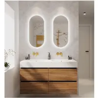 Riho Oval Miroir - 38x80cm - capteur - LED - chauffage de miroir 216007
