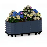 StarTech.com Bordure de jardin surélevée galvanisée - Jardinière métallique mobile - Acier galvanisé - Auto-arrosage - Montée sur roulettes - Intérieur/Extérieur - 195x60x50 cm - Gris