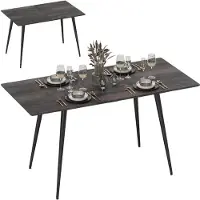 StarTech.com Table à manger extensible, rectangulaire, pour 6 à 8 personnes, longueur 120–160 cm, aspect bois, rails d'extension avec système de blocage, couleur grise