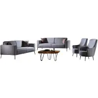 AEA Sofagarnitur Wohnzimmer Set Sofa 3+3+1+1 Sitzer Polster Grau 4tlg Modern Möbel